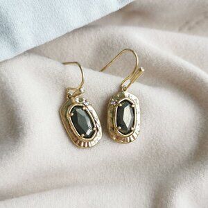 Kendra Scott Anna Black Pyrite Earrings Vintage Gold